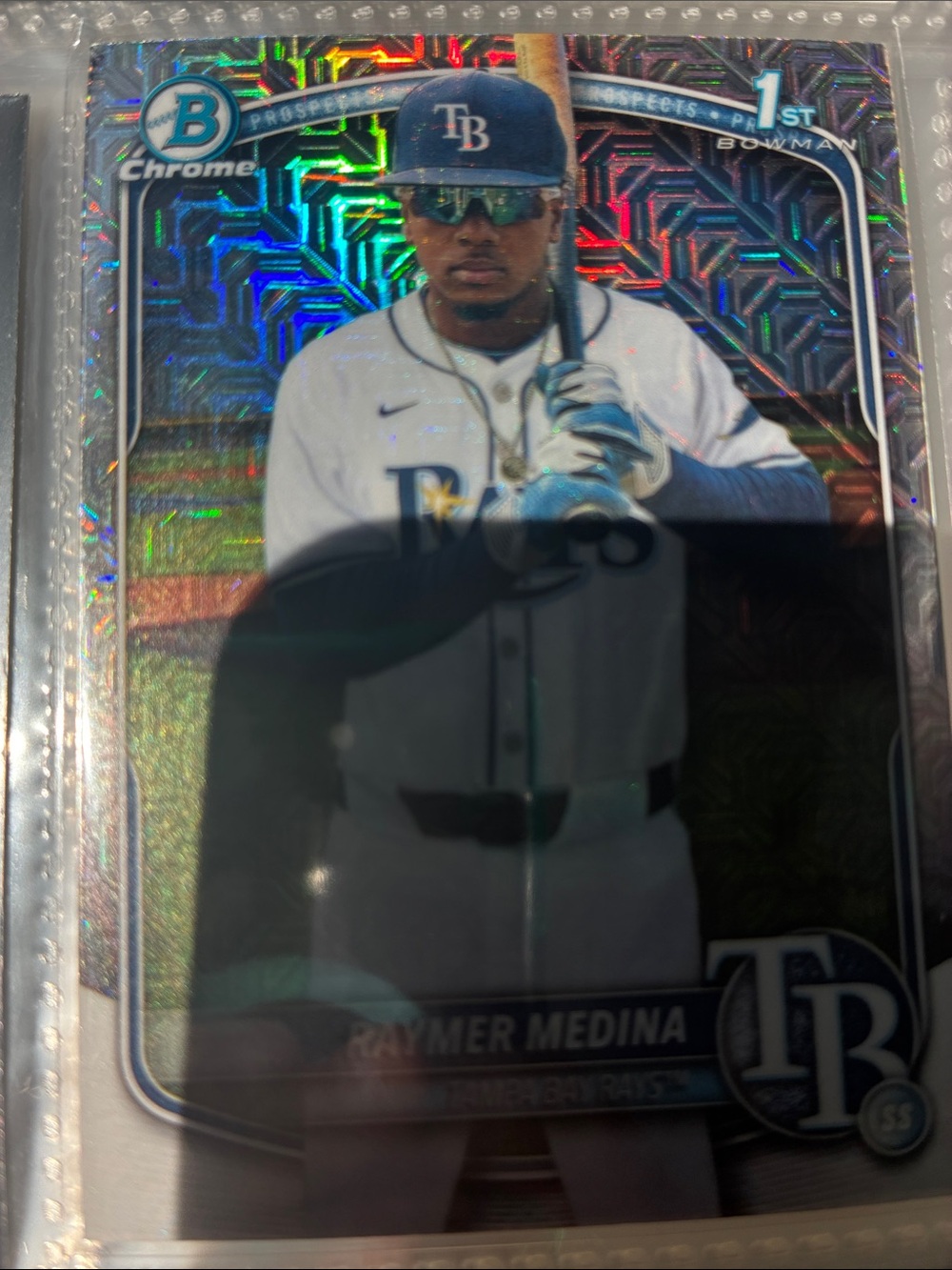Topps Chrome Holographic Tampa Bay Rays Card — Blue, White